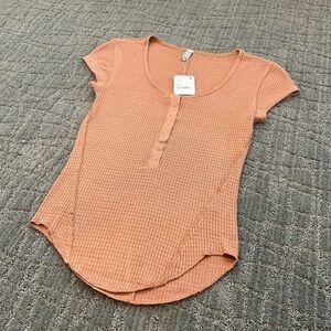 Free People Terracotta Short Sleeve Top